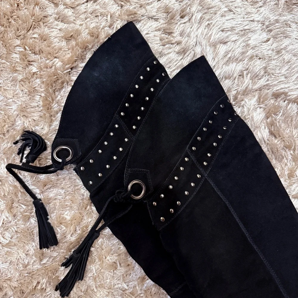 Vintage STEAMPUNK Suede Studded Over Knee Boots